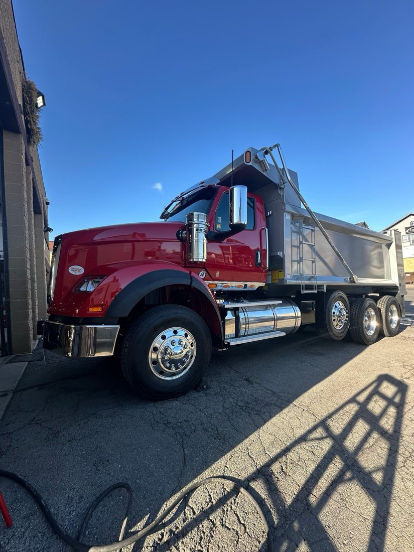Collision repair work on a commercial truck body